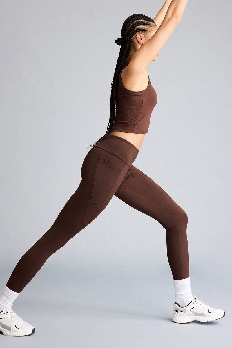 DeFacto Brown Woman High Waist Ankle Length Leggings Casual - Image 2